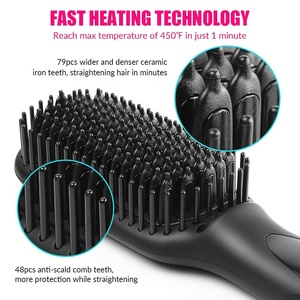 Aprobado por La CE, cepillo eléctrico de peinado Unisex de aire caliente para <span class=keywords><strong>Barba</strong></span>/alisador de pelo, 110V-240V, calentamiento rápido PTC, temperatura múltiple, USB LCD - Product Image 4