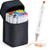 Nouveau design d'usine – Marqueur artistique permanent à double pointe (80, 100, 120 couleurs) à encre à base d'alcool, non toxique, avec pointes pinceau/PE