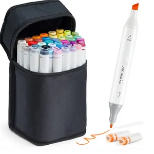 Nuovo Design di fabbrica 80 100 120 colori Dual tips inchiostro a base di alcol penna permanente pennarello alcolico Non tossico con punte pennello/PE