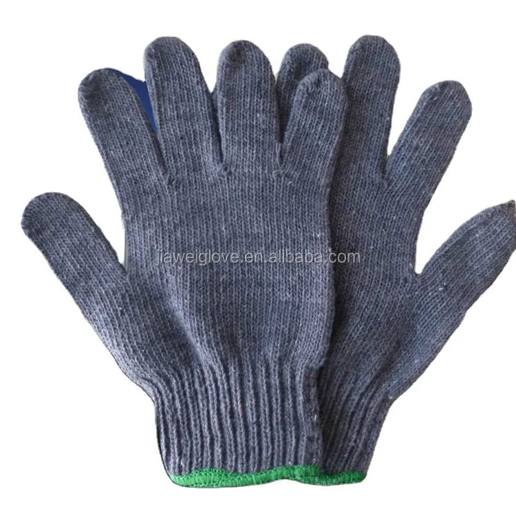 grey colour knitted cotton gloves hand gloves/gris guante de algodon de color 0253