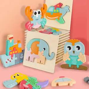 Красочные детские игрушки 3D деревянные головоломки набор из 6 предметов для малышей