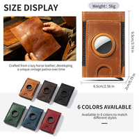 Dompet Kartu Otomatis Berbahan Aluminium dan Kulit Asli Crazy Horse Full Grain dengan Tempat untuk Airtag