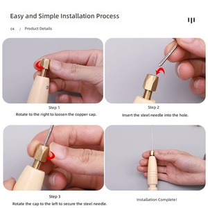 Nouvel ensemble d'outils de réparation de chaussures avec <span class=keywords><strong>aiguille</strong></span> à crochet et poinçon de cordonnier à manche en bois, style bohème vintage fait main - Product Image 3