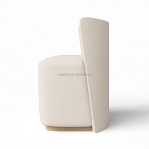 Ensemble de table à manger ronde <span class=keywords><strong>en</strong></span> pierre de roseau moderne Sageliving avec 4 chaises <span class=keywords><strong>en</strong></span> <span class=keywords><strong>tissu</strong></span> sans bras blanc pour maison contemporaine - Product Image 6