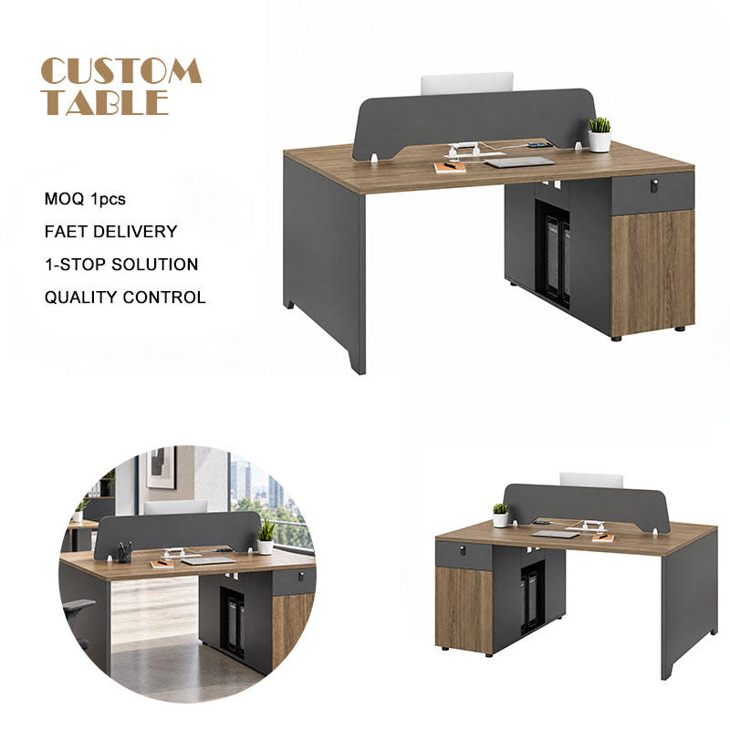 Modern Wood Grain Desktop Dark Gray Privacy Divider Side Storage ...