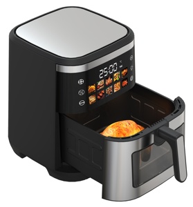 10-литровая безмасляная семейная электрическая аэрофритюрница с большой вместимостью, металлической внутренней камерой и цветным сенсорным экраном - Product Image 4