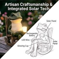 Chaise à bascule en résine en forme de grenouille avec lumière solaire LED blanc chaud, décoration de jardin extérieur avec panneau solaire, design moderne, certifiée RoHS