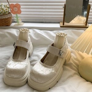 Nouvelles Chaussures en Cuir à Semelle Épaisse pour Femme Printemps-Été 2026, Style Chinois Brodé avec Nœud Papillon, Escarpins Rétro pour Robes - Product Image 1
