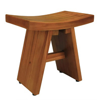 Vente en gros Tabouret de bain spa en bois courbé portable Siège Banc de douche en teck Support de rangement Chaise de maison pour salle de bain Salon