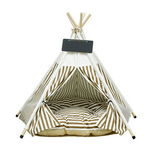 Tente <span class=keywords><strong>tipi</strong></span> pliable pour animaux de compagnie en 3 tailles, pour chiens et chats, chiot, maison avec lit, tente pour animaux de compagnie, lit intérieur/extérieur - Product Image 4