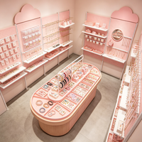 Comptoir d'exposition mural moderne et attrayant pour bijoux et accessoires de mode, avec éclairage LED, dimensions personnalisables, en MDF et métal