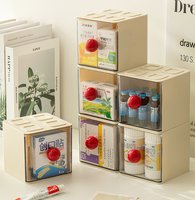 Organisateur de bureau moderne minimaliste en plastique style Dopamine, boîte de rangement pour jouets avec poignée, type tiroir, empilable, détachable, transparente