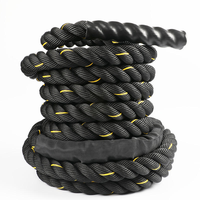 Corde de combat noire 15m pour système de poulie, accessoires de machine de musculation, fonction antidérapante, matériau polyester, portable et écologique