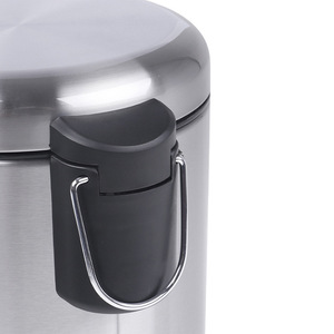 Cubo de Basura de Acero Inoxidable de 12L, Cilíndrico, con Tapa de Accionamiento con el Pie, para Uso en Interiores, Plateado, Negro, Blanco - Product Image 5