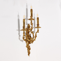 Jewellerytop Applique Murale Européenne Rococo Classic Vintage Luxury Royal Copper Wall Lamp Antique Brass Wall Sconce Light