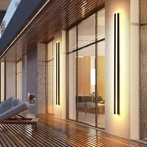 110V 220V moderno exterior Linear Strip parede lâmpada 3000K quente jardim branco sconce longo LED parede luz