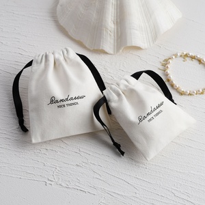 PandaSew Sacs en toile de coton personnalisés blancs de 3 x 4 pouces, sacs à cordon pour bijoux et cadeaux, vente en gros - Product Image 3