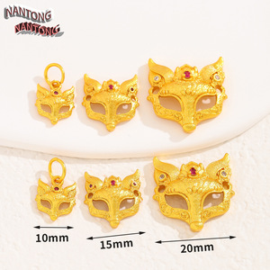 Nantong <b>Fox</b> Mask Pendant Alloy Jewelry Findings With Ruby Stone DIY Accessories Mixed Sizes - Product Image 3