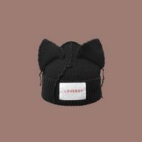 Chapeau en tricot de pâte d'oreille de chat et de cochon en trois dimensions mignon Couples en tricot Chapeau en tricot parent-enfant