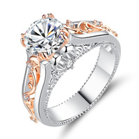Bague de mode bicolore avec incrustation de zircon, design de luxe de niche, bijoux ajustables pour femme, vente en gros transfrontalière, élégante et remarquable