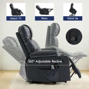 <span class=keywords><strong>Fauteuil</strong></span> inclinable <span class=keywords><strong>électrique</strong></span> <span class=keywords><strong>pour</strong></span> personnes âgées avec massage et chaleur, en cuir PU, réglable, avec télécommande et fonction d'aide à la position debout - Product Image 2