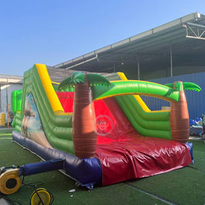 Parcours d'obstacles gonflable <span class=keywords><strong>rouge</strong></span> et vert avec toboggan pour enfants - Château gonflable combiné pour jeux amusants - Product Image 5