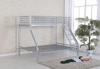 Lit superposé moderne en métal argenté, taille double sur lit double