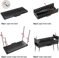 Barbecue au charbon de bois pour 12 brochettes, barbecue portable Mangal, barbecue pliable en métal pour shashlik, pique-nique, cuisine en plein air, brochettes non incluses