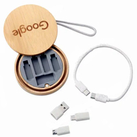 Cadeaux d'entreprise personnalisés pour le Nouvel An et Noël, étui en bambou écologique, kit de câbles de charge 6 en 1, câble de charge Type C pour iPhone