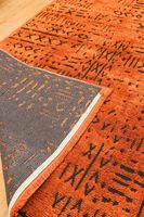 Tapis géométrique Mira Orange Rust en chenille, écologique, adapté aux animaux, lavable, antidérapant, en polyester et coton, moderne, pour sols bas de maison