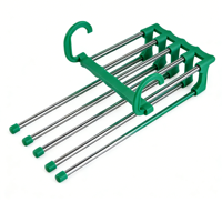 Organisateur de pantalons mural rétractable à 5 niveaux en acier inoxydable, gain de place, type crochet, pour rangement de garde-robe