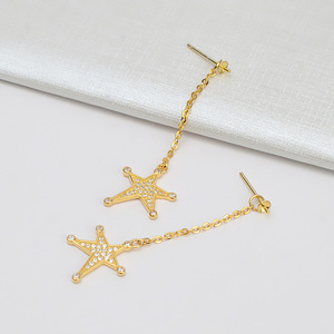 Pendientes de Plata S925 Personalizados con Estrella y Luna, Accesorios para Bandeja de Joyería de Perlas DIY, 6-7 Semi-Acabados, Pendientes Colgantes 1014 - Product Image 4