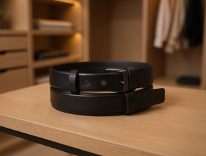 Cintura da Uomo in Vera Pelle, Larghezza 3,5 cm, Lunghezza 125 cm, Fibbia a Due Parti, Stile Formale, Tinta Unita - Product Image 2