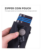 Herren RFID-blockierende Mini-Geldbörse Kartenhalter PU-Leder Pop-up Metall-Kreditkartenhalter mit Münzfach