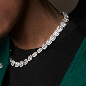 Dây chuyền đá pha lê thời trang cá tính, đính đá Moissanite VVS, chuỗi bạc 925 tinh tế, kiểu dây tennis, món quà tuyệt vời - Product Image 4