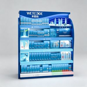 Exhibidor de Piso de Madera con Iluminación LED para Productos de Cuidado de la Piel de Alta Gama, Estantes para Cosméticos, Gabinete para Supermercados, Tiendas de Belleza y Comercios Minoristas - Product Image 1