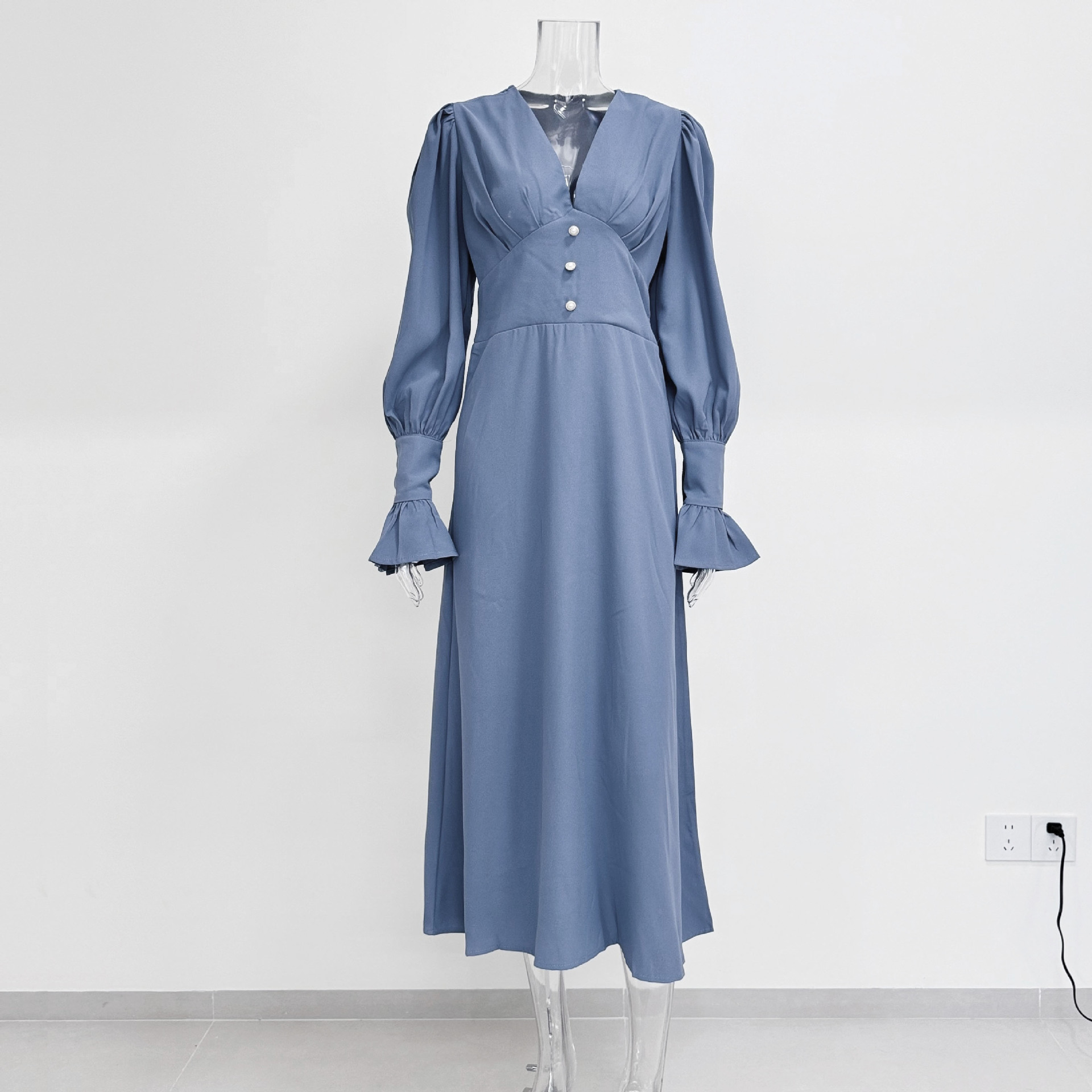 Enyami Best Chiffon Dress Women Office Ladies Lady Elegant Solid Puff Long  Sleeve Waist Dress Elegant Casual Dresses| Alibaba.com