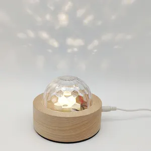 Atmosfera a increspatura d'acqua con base in legno massello luce notturna casa camera da letto luce rossa a LED luce notturna decorativa