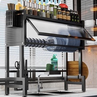 Étagère de rangement multifonctionnelle pour comptoir de cuisine au-dessus de l'égouttoir de l'évier avec égouttoir à vaisselle pour vaisselle