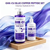 Ensemble de soins corporels Aixin Private Label : Gel douche hydratant, lotion corporelle anti-rides au peptide de cuivre bleu, gel douche