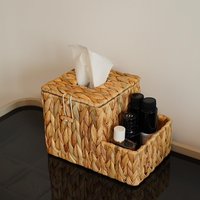 Boîte à mouchoirs en jacinthe d'eau tressée avec couvercle en rotin, boîte à papier hygiénique pour salon domestique, rangement pour distributeur de papier