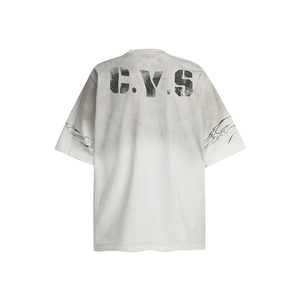 T-shirt en jersey vintage délavé à dégradé de couleurs, manches courtes, pour homme, marque streetwear de niche, imprimé lettres, coupe oversize, demi-manches - Product Image 5