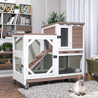 Clapet à lapin en métal à 2 étages Rampe anti-mastication Plateaux anti-fuite Salon Intérieur/Extérieur 39.3 "Roues Lapins Cochons d'Inde