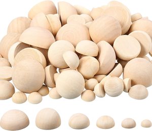 Medias perlas <span class=keywords><strong>de</strong></span> <span class=keywords><strong>madera</strong></span> sin terminar, <span class=keywords><strong>bolas</strong></span> <span class=keywords><strong>de</strong></span> <span class=keywords><strong>madera</strong></span> redondas para pintar y manualidades - Product Image 1
