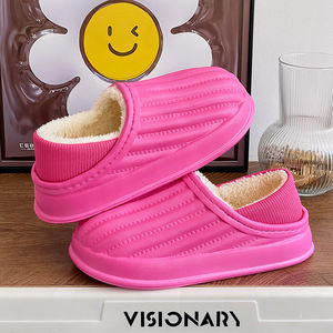 Donna signora pelosi sandalo impermeabile per la casa all'aperto in pelliccia peluche inverno Fuzzy casa pantofola per interni antiscivolo morbido di cotone caldo scarpe - Product Image 5