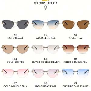 Lunettes de soleil pour femme, logo personnalisé, mode 2025, luxe, alliage, UV400, sans monture, œil de chat - Product Image 5