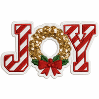 Joyeux Noël : Écussons brodés « Holly Jolly » avec paillettes et sequins, grands, personnalisés, vente en gros, à thermocoller ou à coudre pour vêtements, chapeaux et sacs