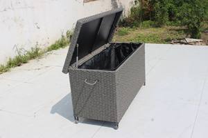 Armario de Almacenamiento de Ratán Plástico para Jardín, Caja de Almacenamiento Impermeable para Cojines de Exterior con Ruedas - Product Image 5
