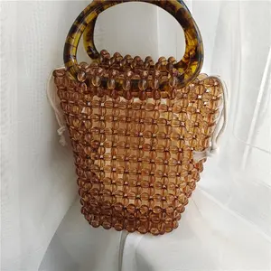 Luxury Brand Hand-woven Pearl Bags DIY Solid Color Women Beaded Handbag Elegant Evening Bag Retro Designer Quality Handbag