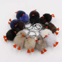 Porte-clés peluche poussin Kawaii jouets cadeau Pom Pom porte-clés vente en gros peluche canard animaux boule de fourrure mini peluche porte-clés